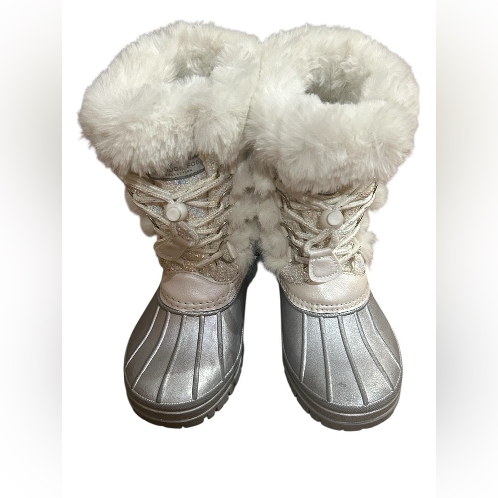 London Fog Girls Icelyn Glitter Faux Fur Snow Boots Silver White Size 2M